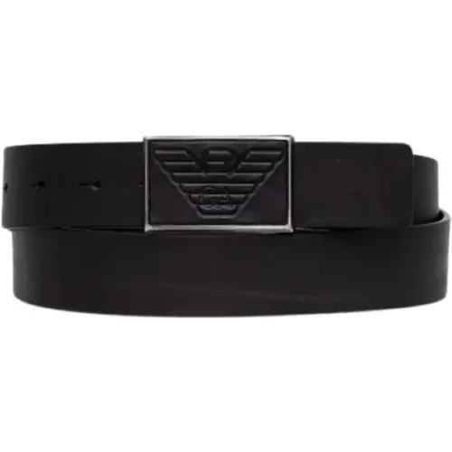 Leather Belt with Leather Buckle , male, Sizes: 90 CM, 95 CM, 100 CM, 105 CM - Emporio Armani - Modalova