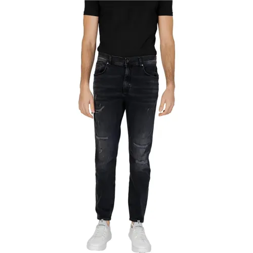 Schwarze Baumwoll-Zip-Jeans Frühling/Sommer , Herren, Größe: W34 - Antony Morato - Modalova