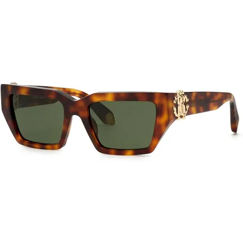 Sunglasses Squadrata Havana Lucido , unisex, Sizes: 55 MM - Roberto Cavalli - Modalova