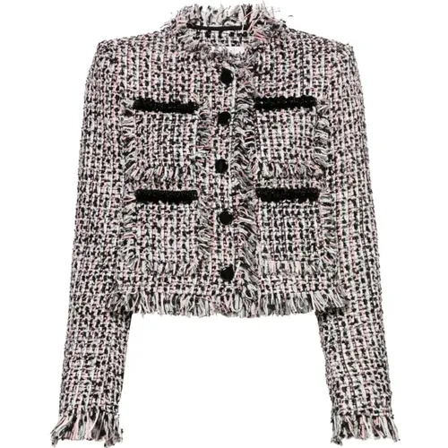 Tweed Frayed Jacke mit Perlenverzierung , Damen, Größe: 2XS - Self Portrait - Modalova