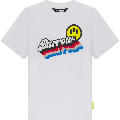 Graffito Print Baumwoll-Jersey T-Shirt , unisex, Größe: S - Barrow - Modalova