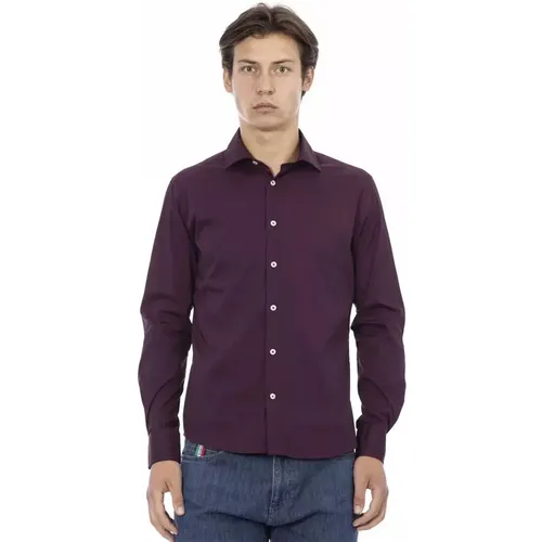 Elegant Bordeaux Slim Fit Shirt , male, Sizes: L, XL, 3XL, 2XL - Baldinini - Modalova