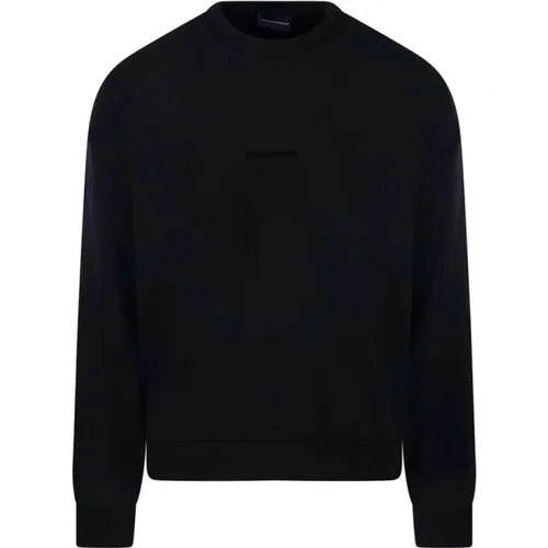 Klassischer Rundhals-Sweatshirt in Schwarz , Herren, Größe: L - Emporio Armani - Modalova