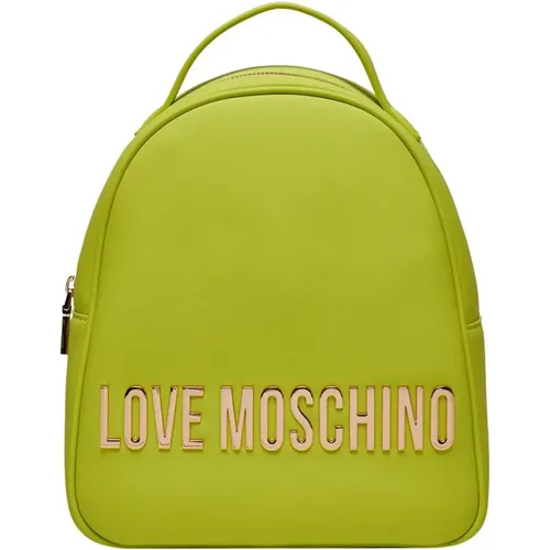 Fluoreszierender grüner synthetischer Rucksack , Damen, Größe: ONE Size - Love Moschino - Modalova