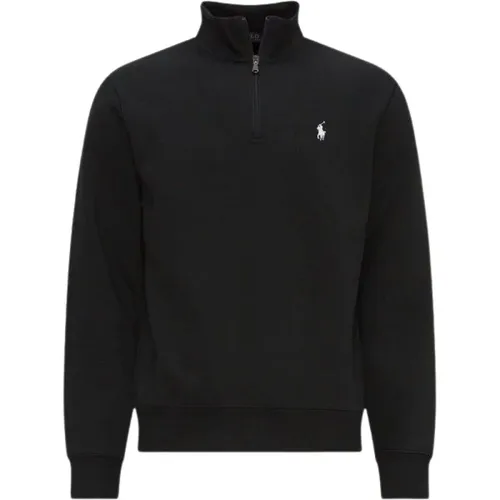 Schwarzer Langarm-Sweatshirt mit halbem Reißverschluss , Herren, Größe: S - Polo Ralph Lauren - Modalova