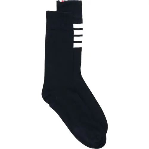 Mid Calf Socks Navy , male, Sizes: ONE SIZE - Thom Browne - Modalova