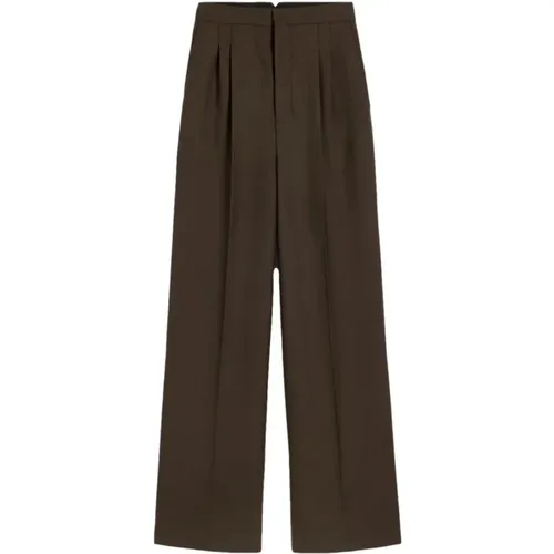 Dunkelbraune Hose mit hoher Taille , Damen, Größe: XS - Ami Paris - Modalova