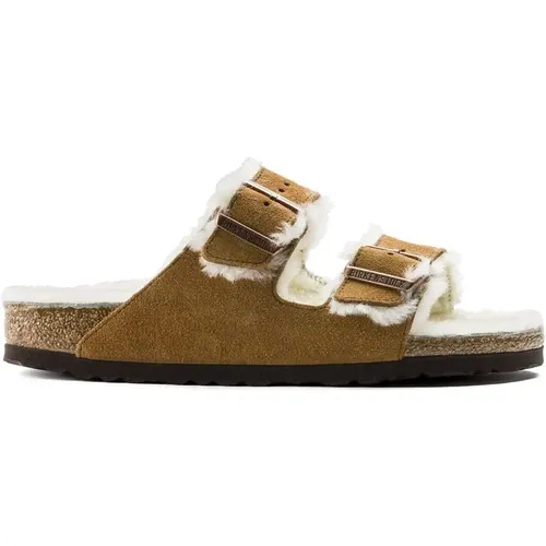 Shearling-lined Arizona Sandals , female, Sizes: 7 UK, 4 UK, 5 UK, 3 UK, 6 UK - Birkenstock - Modalova