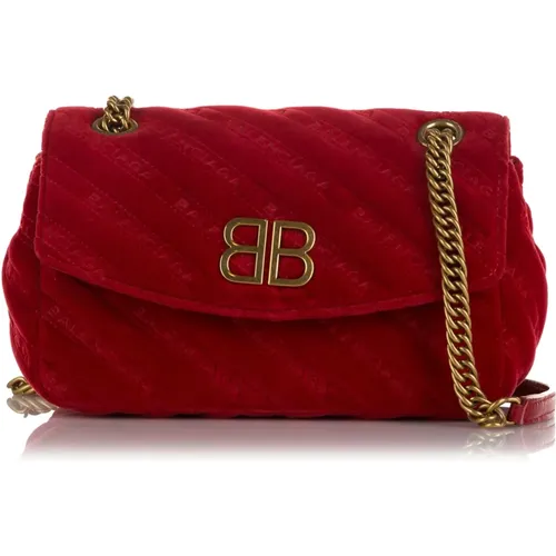 Balenciaga BB Quilted Round Velvet Crossbody Bag S Pre-Owned , female, Sizes: ONE SIZE - Balenciaga Vintage - Modalova