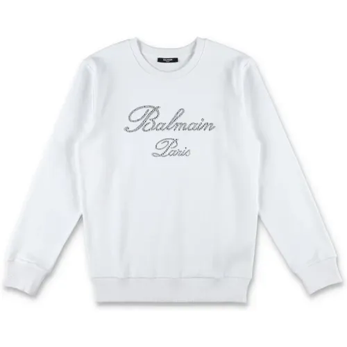 Weiß/Silber Strick Sweatshirt Aw24 - Balmain - Modalova