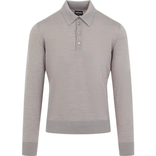 Grauer Woll-Polokragen-Pullover - Giorgio Armani - Modalova