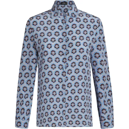 Blue Silk Aurea Print Shirt , female, Sizes: S, M - ETRO - Modalova