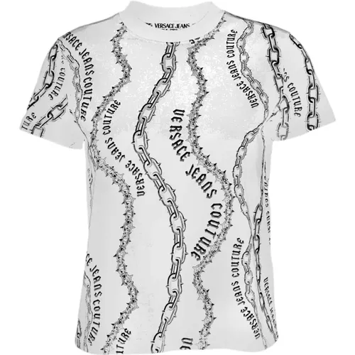 T-Shirts und Polos,Stilvolles Weißes T-Shirt für Frauen - Versace Jeans Couture - Modalova