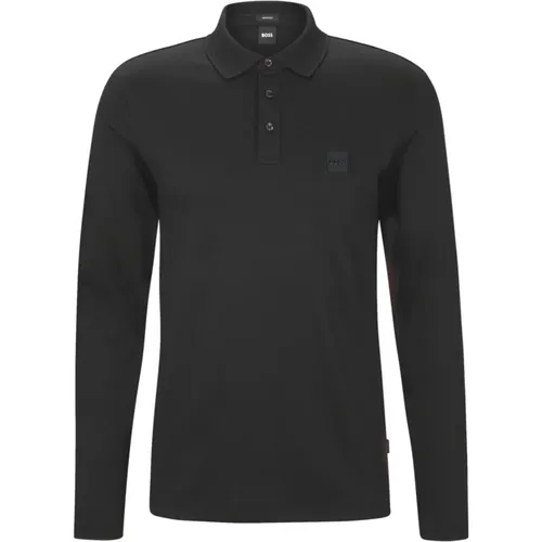 Long Sleeve Cotton Polo with Logo Patch , male, Sizes: XL, M - Hugo Boss - Modalova