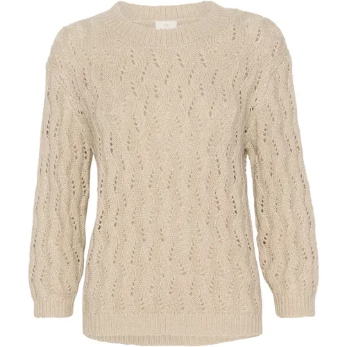 Federgrau Melange Strickpullover , Damen, Größe: XS - Kaffe - Modalova