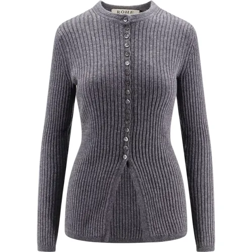 Gerippter Woll-Kaschmir-Pullover mit Knopfverschluss , Damen, Größe: M - Róhe - Modalova