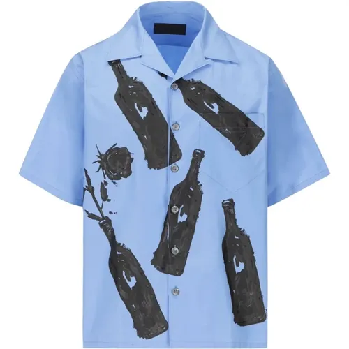 Printed Cotton Shirt , male, Sizes: L - Prada - Modalova