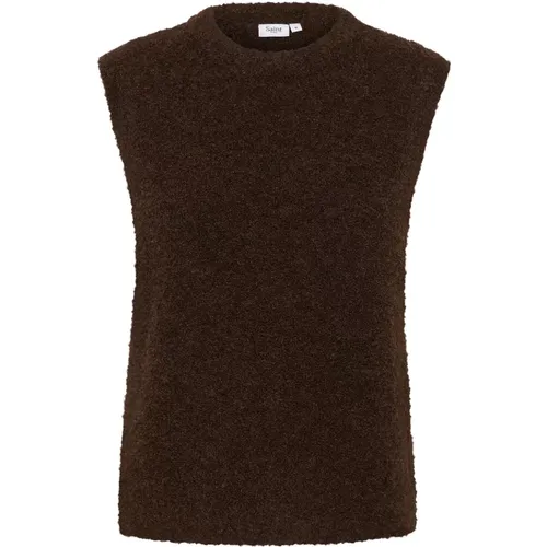 Dark Oak Knit Vest , female, Sizes: XL - Saint Tropez - Modalova