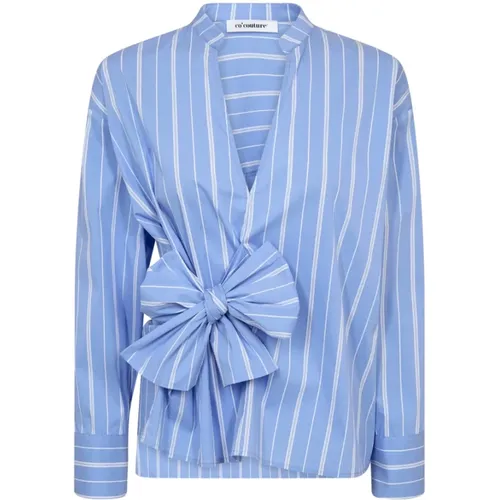 Stripe Bow V Blouse , female, Sizes: M, S, XL, XS, L - Co'Couture - Modalova