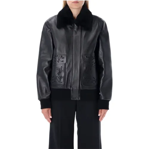 Bomber Leather Jacket , female, Sizes: L - Chloé - Modalova