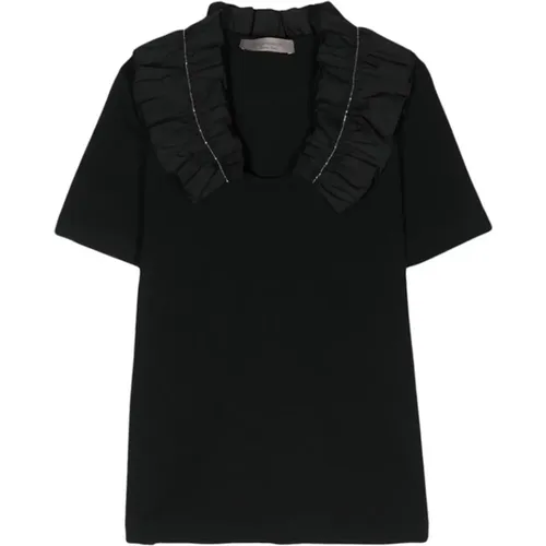 Ruffle T-shirt with V-neck , female, Sizes: S - D.Exterior - Modalova