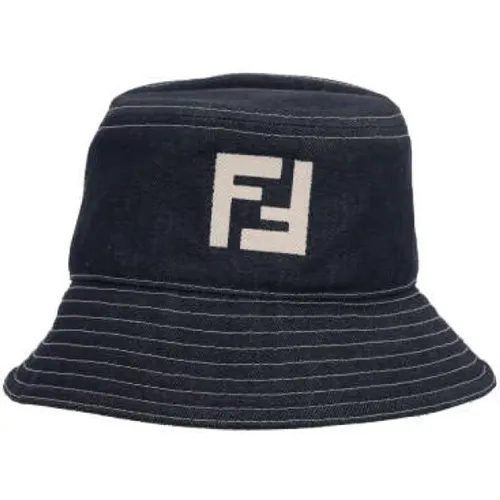 Blauer Baumwoll-Denim-Schal mit FF-Logo - Fendi - Modalova