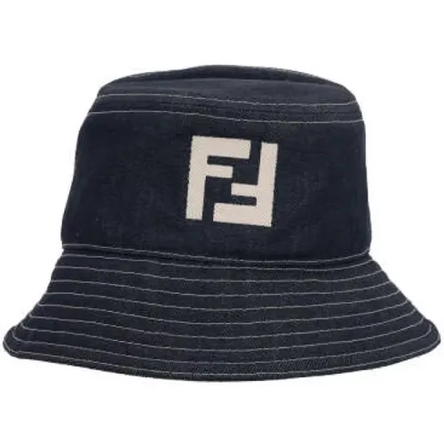 Blauer Baumwoll-Denim-Schal mit FF-Logo , Herren, Größe: L - Fendi - Modalova