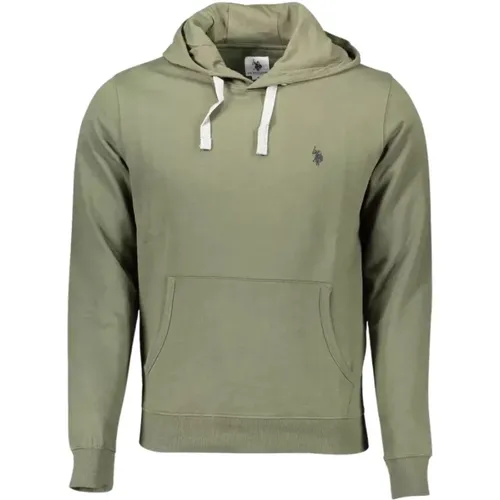 Grüner Kapuzenlogo-Sweatshirt , Herren, Größe: XL - U.S. Polo Assn. - Modalova