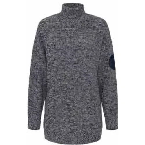 Blau Weiß Lang Rollkragenpullover , Damen, Größe: M - Elisabetta Franchi - Modalova