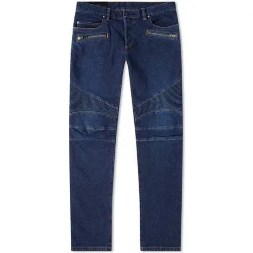 Dunkle Denim Tapered Baumwolljeans - Balmain - Modalova