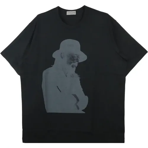 Schwarzes Grafik-Print Baumwoll-T-Shirt - Yohji Yamamoto - Modalova