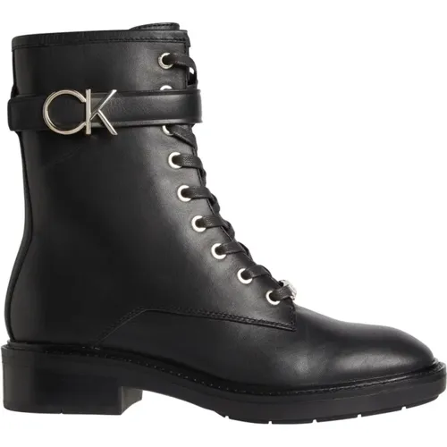 Leather Combat Boots with Rubber Sole , female, Sizes: 3 UK, 4 UK, 5 UK, 6 UK, 7 UK - Calvin Klein - Modalova