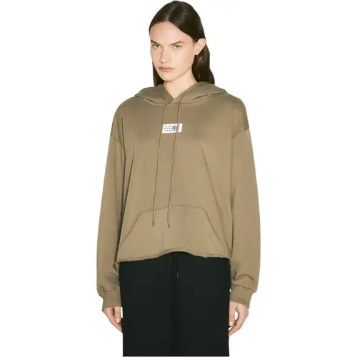 Logo Patch Kapuzen-Sweatshirt , Damen, Größe: M - MM6 Maison Margiela - Modalova