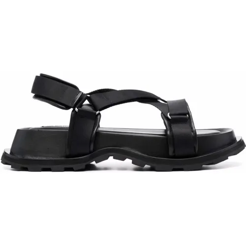 Leather Flat Sandals with Touch-Strap Fastening , male, Sizes: 10 UK, 9 UK - Jil Sander - Modalova