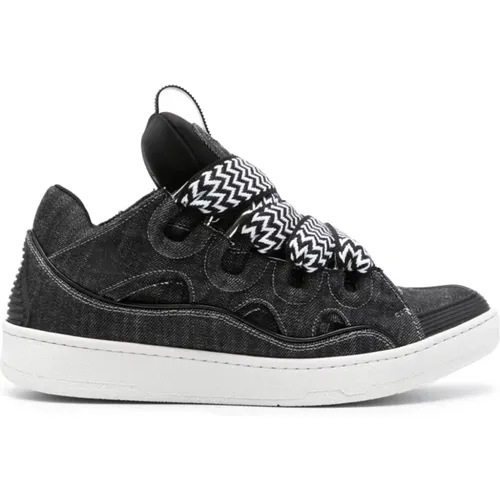 Denim Sneakers Oversize Logo Patch , male, Sizes: 5 UK, 8 UK, 10 UK, 7 UK, 11 UK, 6 UK, 9 UK - Lanvin - Modalova