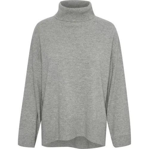 Grau Melange High Neck Pullover Pullover , Damen, Größe: S - Soaked in Luxury - Modalova