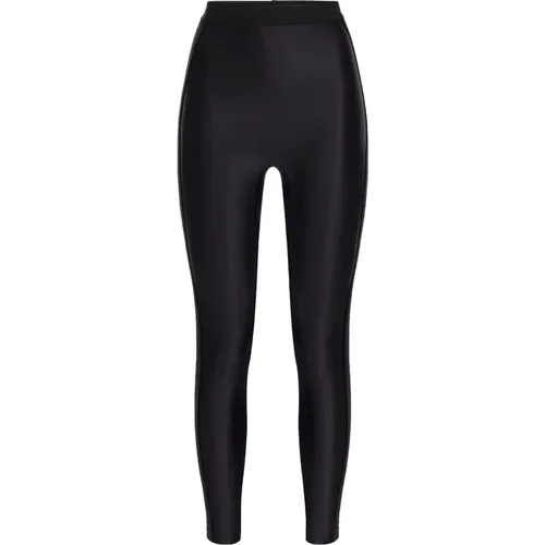 Shiny Lycra Leggings with Logoed Waistband , female, Sizes: XS, M, S, L - Elisabetta Franchi - Modalova