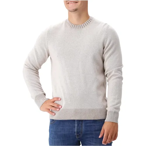 Beiger Strickpullover mit Stilvollen Details , Herren, Größe: M - Gran Sasso - Modalova