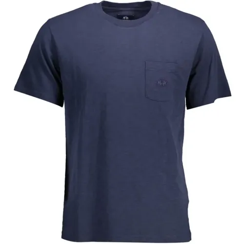 Blau Baumwolle Kurzarm T-Shirt , Herren, Größe: M - LA MARTINA - Modalova