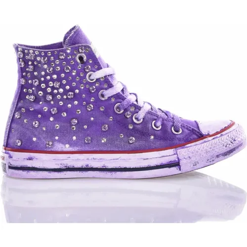 Handmade Violet Sneakers for Women , female, Sizes: 5 UK, 7 UK, 3 1/2 UK, 3 UK, 8 UK, 4 UK, 6 UK, 4 1/2 UK - Converse - Modalova