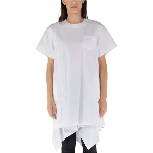 Baumwoll Poplin T-Shirt , Damen, Größe: XL - Sacai - Modalova
