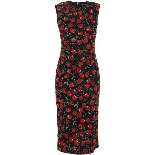 Cherry Print Midi Dress , female, Sizes: 2XS, XS - Dolce & Gabbana - Modalova
