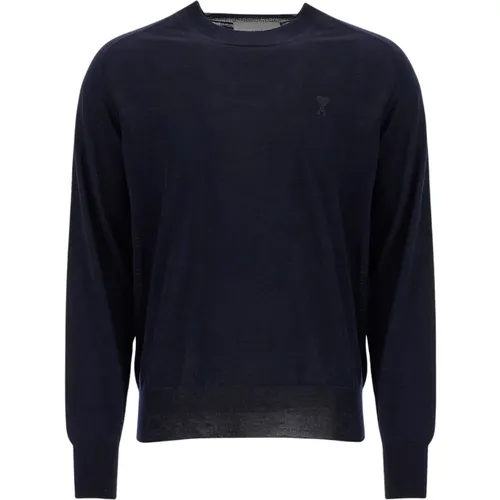 Merino Wool Raglan Pullover , Herren, Größe: L - Ami Paris - Modalova