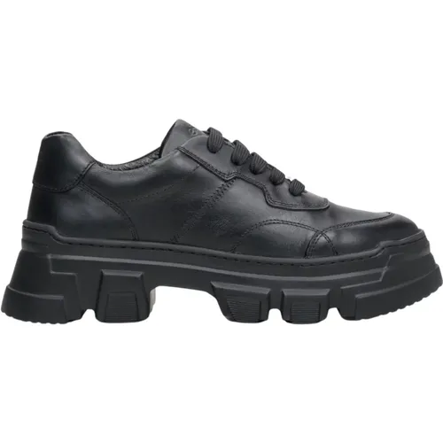 Schwarze Leder Chunky Platform Sneakers - Estro - Modalova