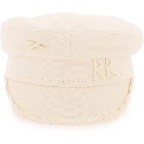 Embroidered Baker Boy Hat with X-shaped Details , female, Sizes: S - Ruslan Baginskiy - Modalova