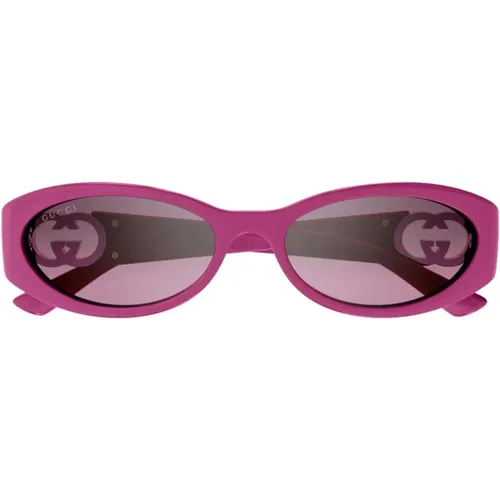 Fashionable Oval Female Sunglasses in Fuchsia , female, Sizes: 54 MM - Gucci - Modalova
