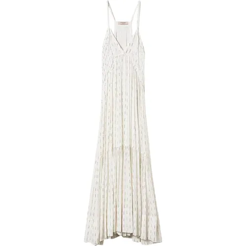 Romantisches Georgette Kleid mit Polka Dots , Damen, Größe: XS - Twinset - Modalova