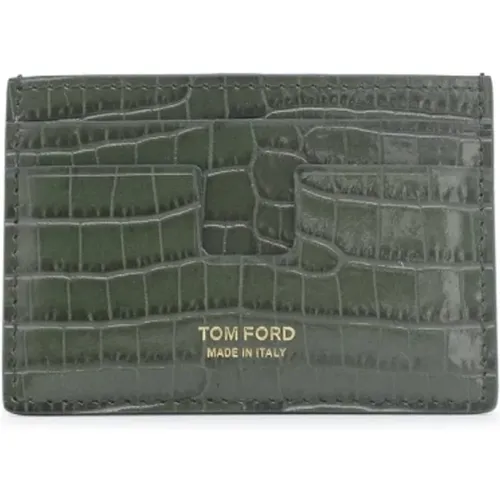 Printed Croc T Line Card Case , male, Sizes: ONE SIZE - Tom Ford - Modalova