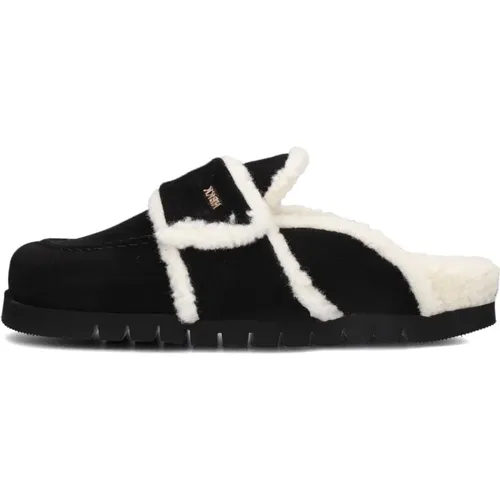 Schwarze Teddy Fur Slides , Damen, Größe: 38 EU - Nubikk - Modalova