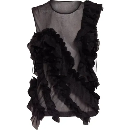 Ruffled Noir Sleeveless Top , female, Sizes: L, M, XS - Ulla Johnson - Modalova